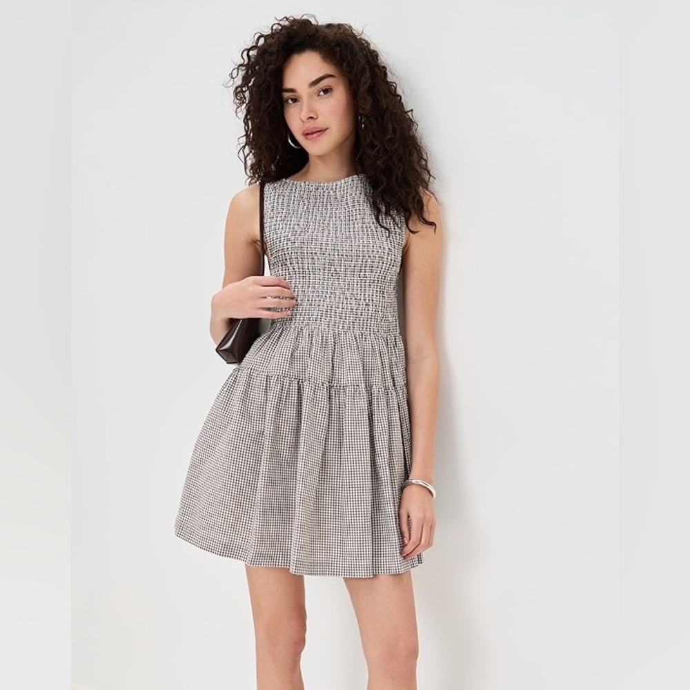 Hill House Chocolate Gingham Mini Cosima Dress